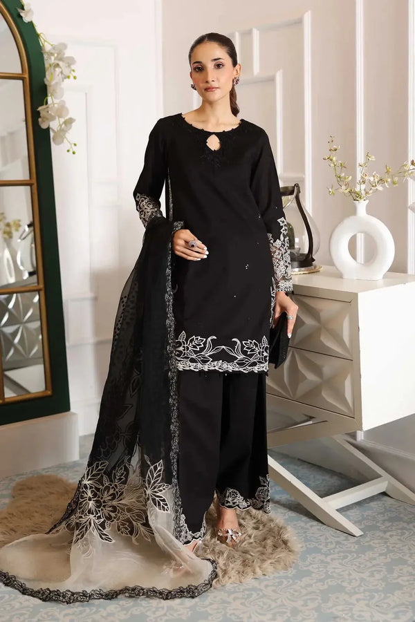 Maria B Chiffon Suit-Black-Chiffon-Aarasta
