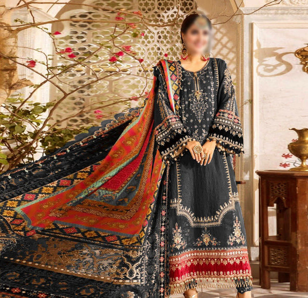 Maria B Chiffon Suit-Black-Chiffon-Aarasta