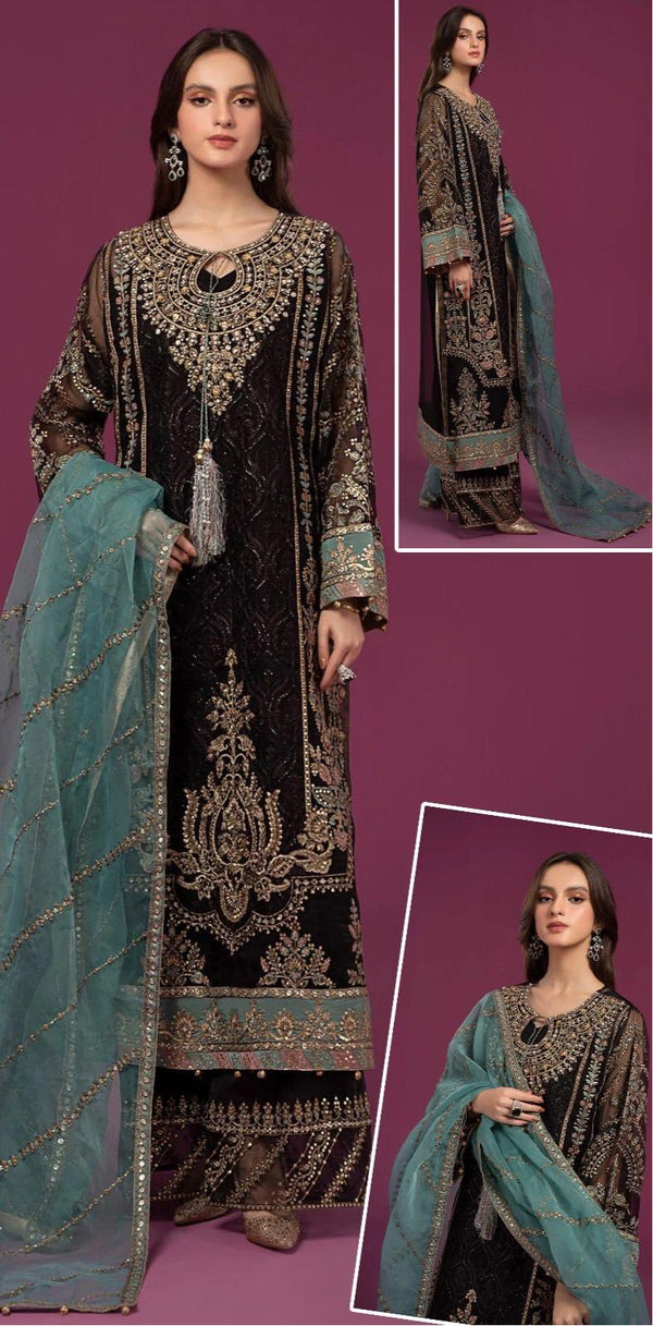 Maria B Net Suit-Black-Net-Aarasta