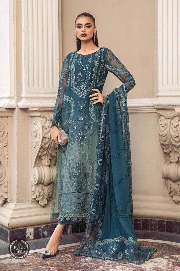 Maria B Chiffon Suit-Blue-Chiffon-Aarasta