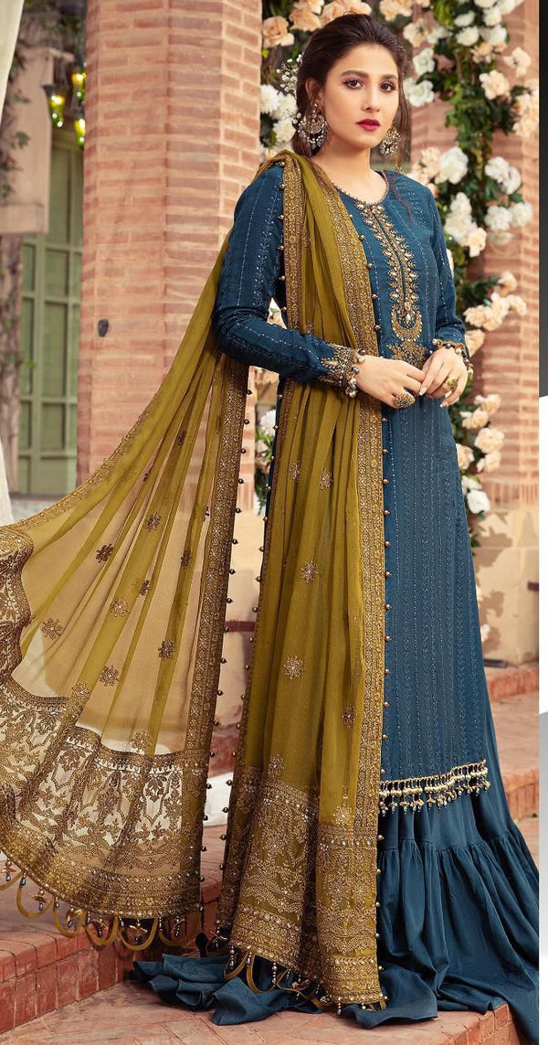 Maria B Chiffon Suit-Blue-Chiffon-Aarasta