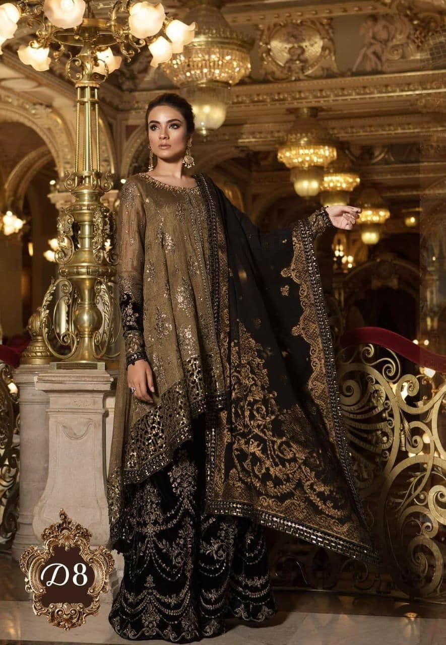 Maria B Organza Suit-Brown-Organza-Aarasta