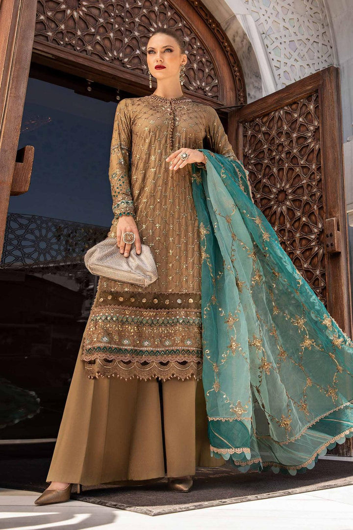 Maria B Silk Suit-Brown-Silk-Aarasta