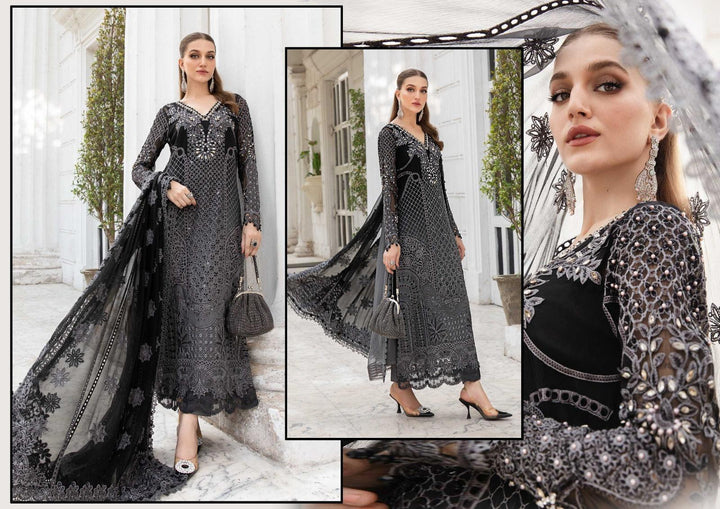 Maria B Chiffon Suit-Gray-Chiffon-Aarasta