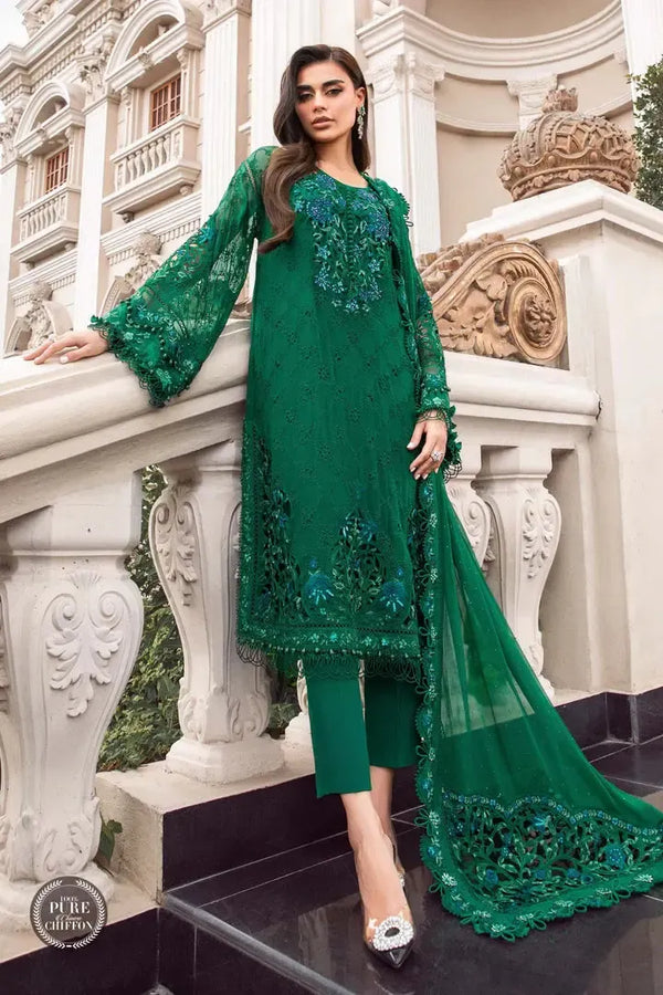 Maria B Chiffon Suit-Green-Chiffon-Aarasta