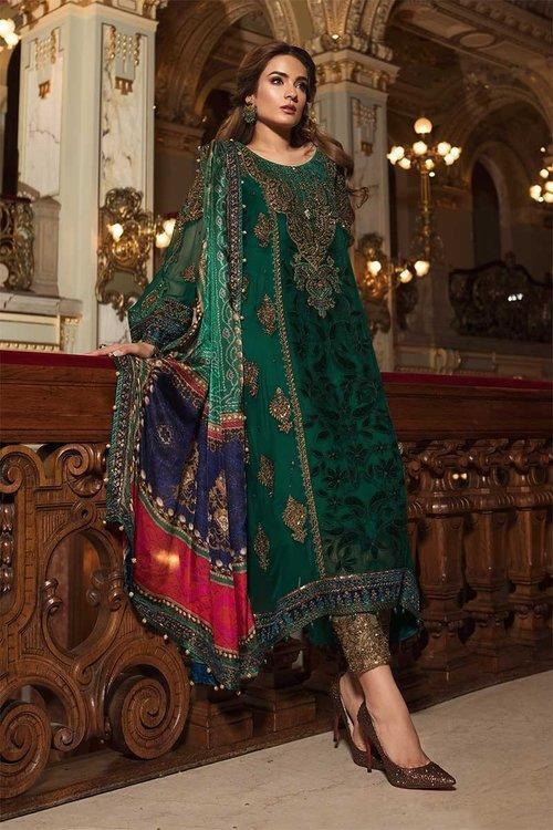 Maria B Chiffon Suit-Green-Chiffon-Aarasta