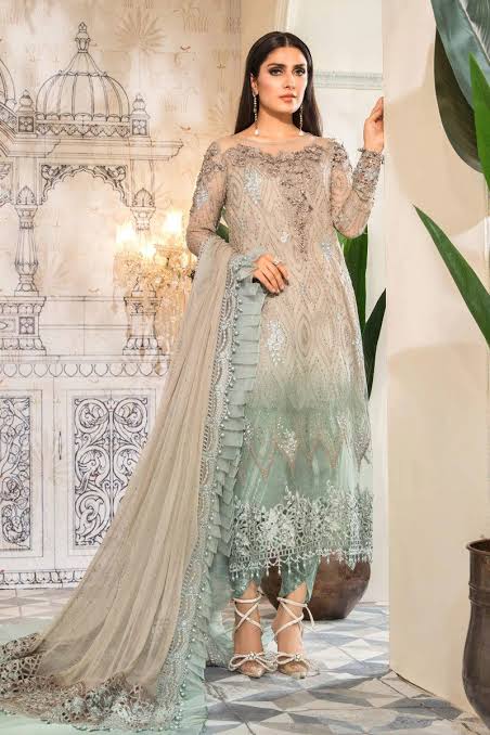 Maria B Chiffon Suit-Green-Chiffon-Aarasta