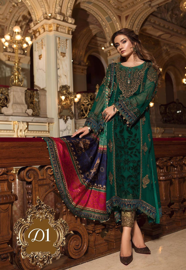 Maria B Chiffon Suit-Green-Chiffon-Aarasta