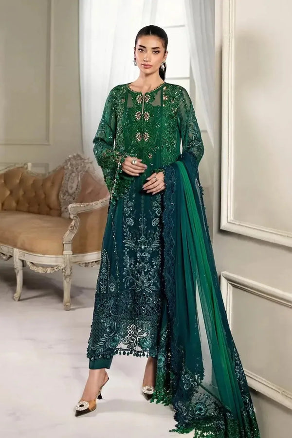 Maria B Chiffon Suit-Green-Chiffon-Aarasta