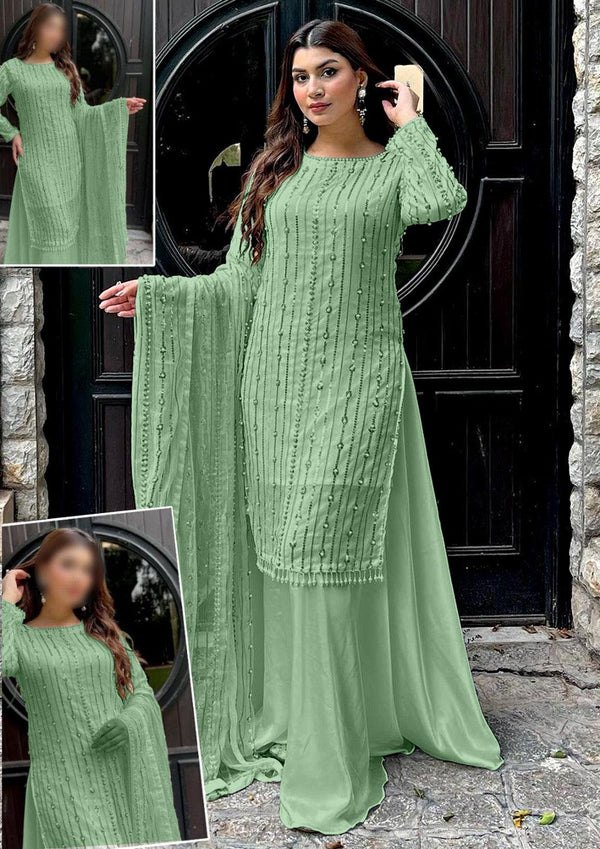 Maria B Chiffon Suit-Green-Chiffon-Aarasta