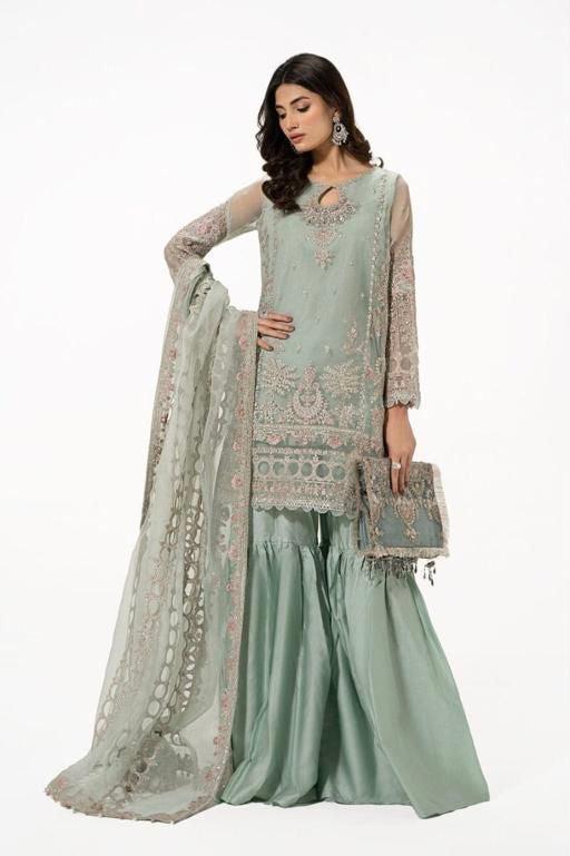 Maria B Organza Suit-Green-Organza-Aarasta