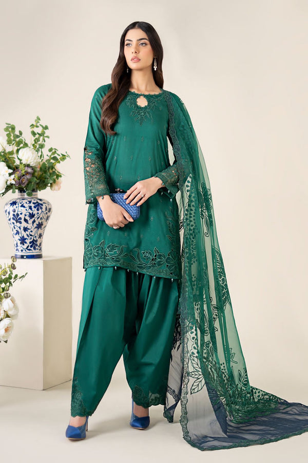 Maria B Silk Suit-Green-Silk-Aarasta