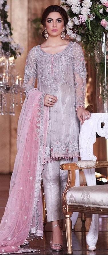 Maria B Net Suit-Grey-Net-Aarasta