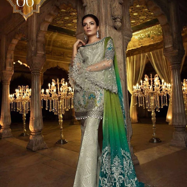 Maria B Net Suit-Grey-Net-Aarasta