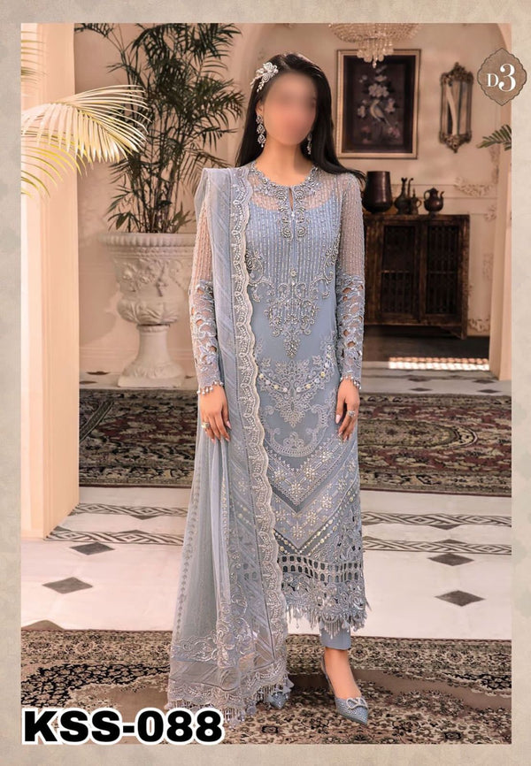 Maria B Organza Suit-Grey-Organza-Aarasta