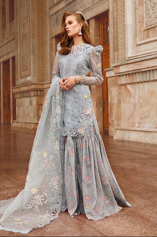Maria B Organza Suit-Grey-Organza-Aarasta