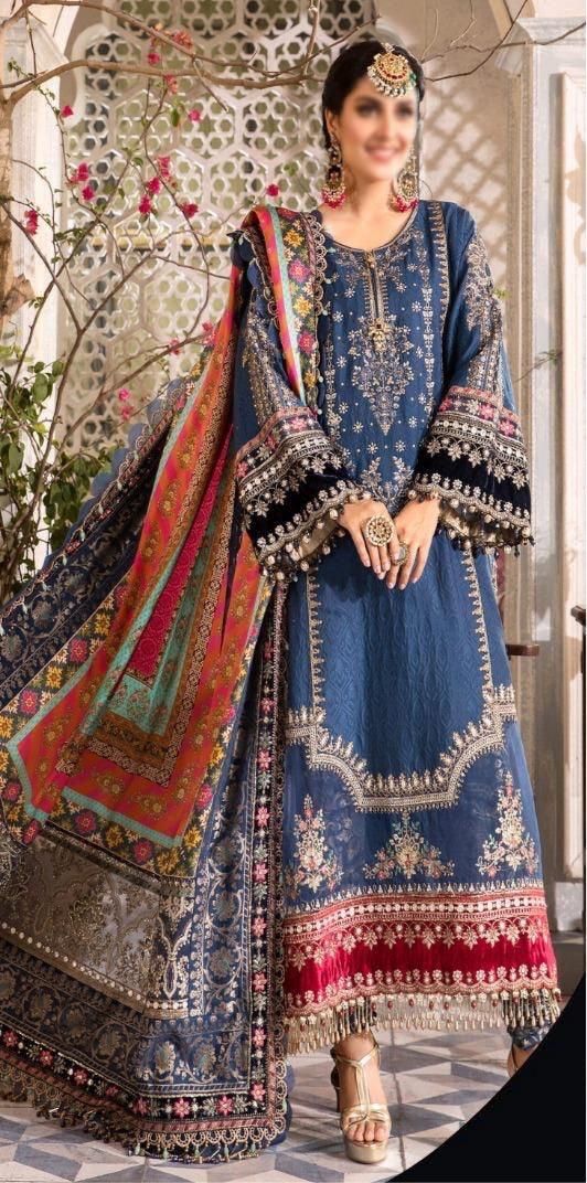 Maria B Chiffon Suit-Navy-Chiffon-Aarasta