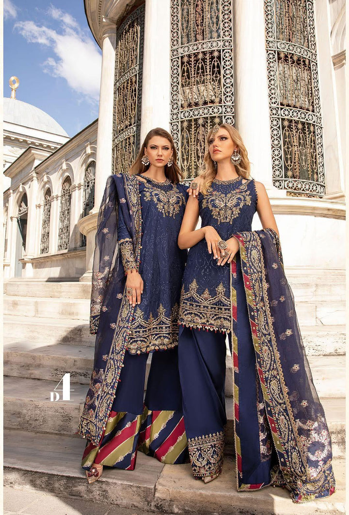 Maria B Organza Suit-Navy-Organza-Aarasta