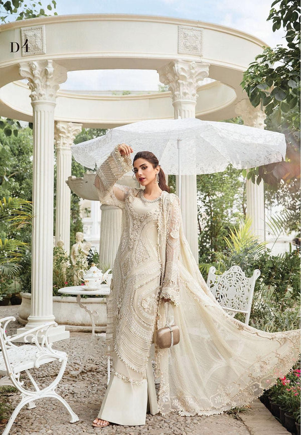 Maria B Chiffon Suit-Off White-Chiffon-Aarasta
