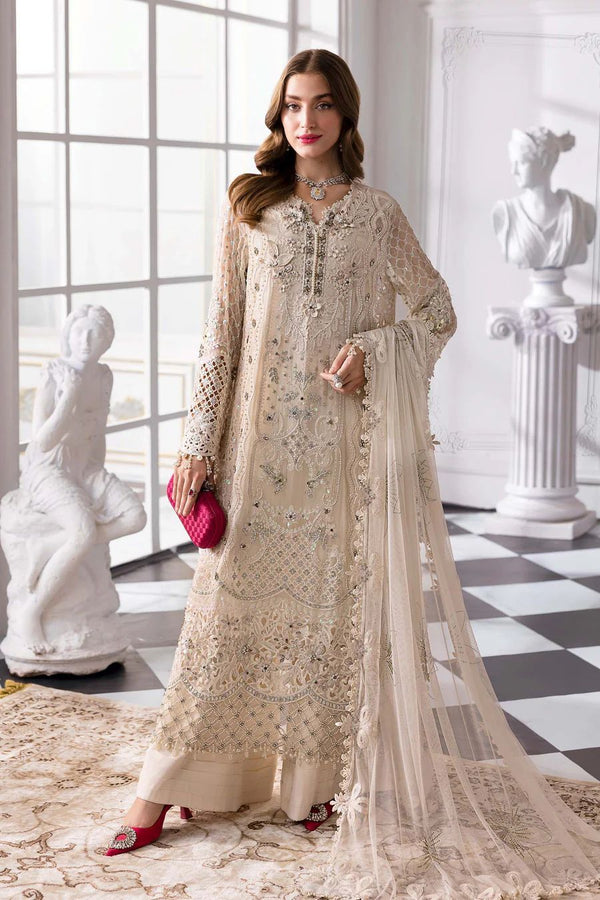 Maria B Chiffon Suit-Off White-Chiffon-Aarasta