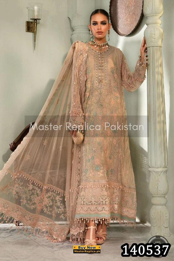 Maria B Chiffon Suit-Peach-Chiffon-Aarasta