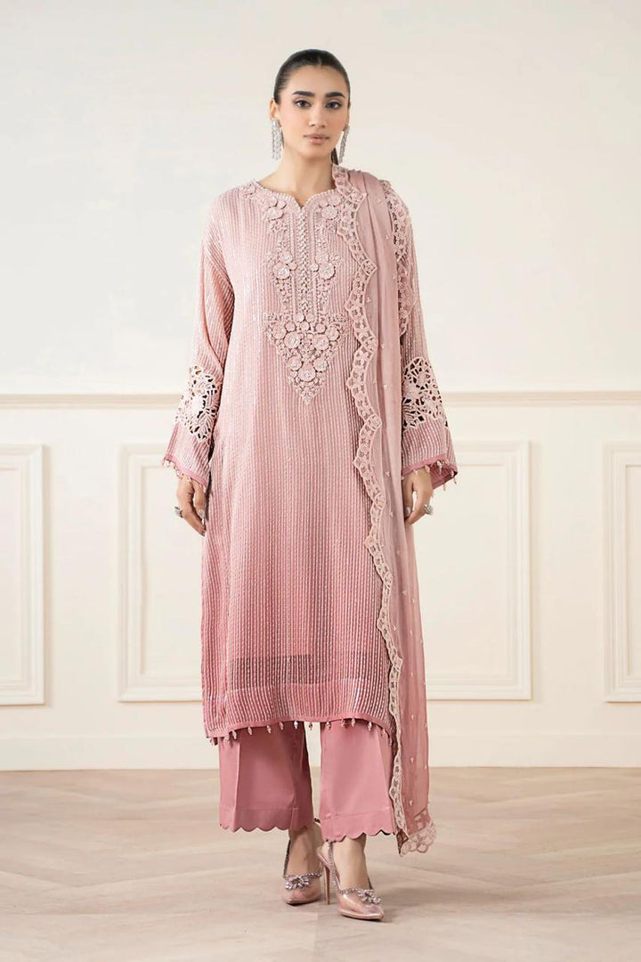 Maria B Chiffon Suit-Peach-Chiffon-Aarasta