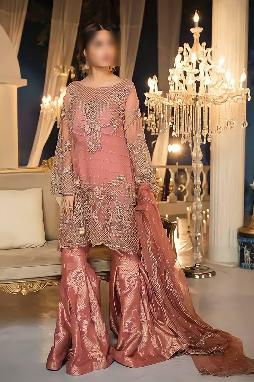 Maria B Chiffon Suit-Pink-Chiffon-Aarasta
