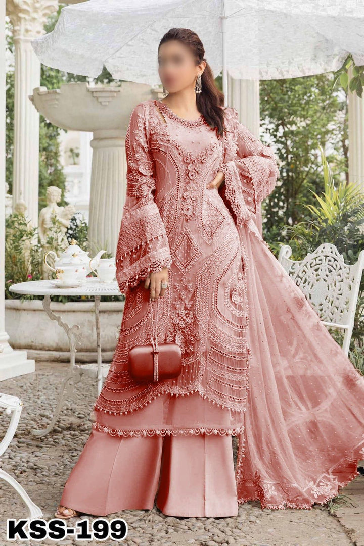 Maria B Chiffon Suit-Pink-Chiffon-Aarasta