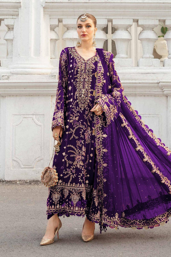 Maria B Chiffon Suit-Purple-Chiffon-Aarasta