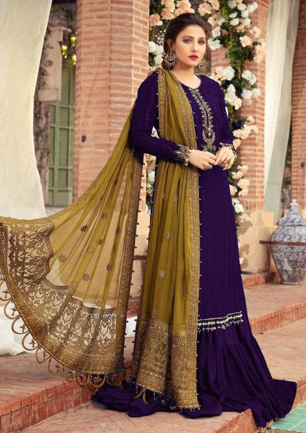 Maria B Chiffon Suit-Purple-Chiffon-Aarasta
