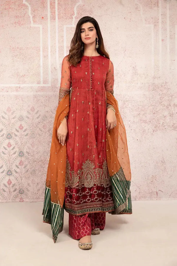 Maria B Net Suit-Red-Net-Aarasta