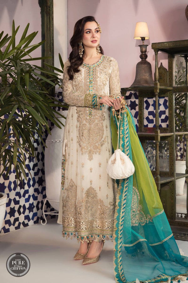 Maria B Chiffon Suit-White-Chiffon-Aarasta