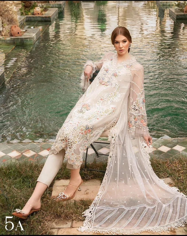 Maria B Organza Suit-White-Organza-Aarasta