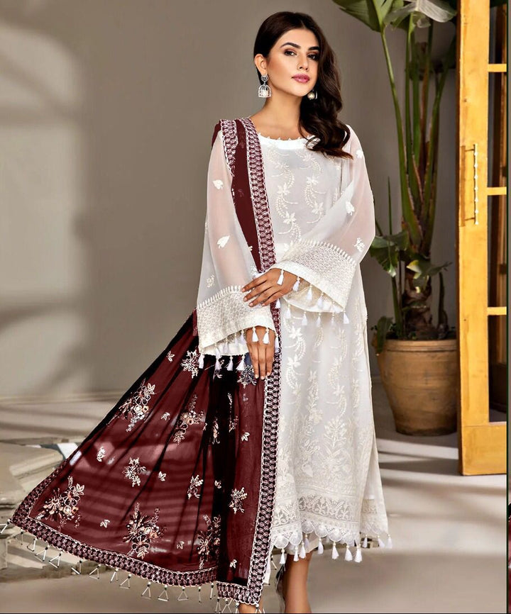 Maria B Organza Suit-White-Organza-Aarasta