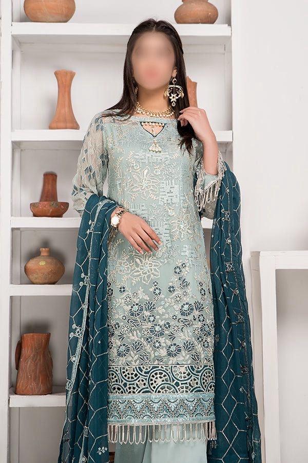 Maryams Chffon Suit-Ferozi-Chiffon-Aarasta