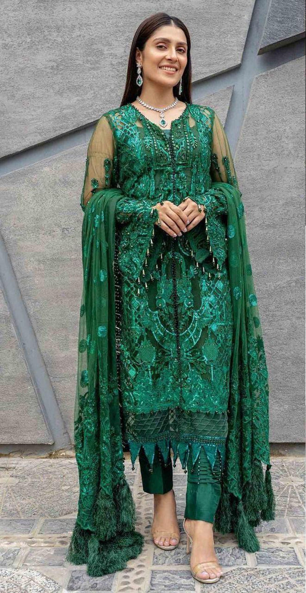 Maryam Hussain Chiffon Suit-Green-Chiffon-Aarasta