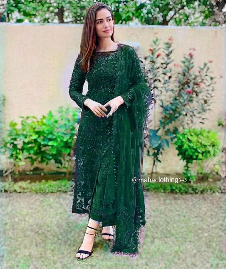 Maryam Hussain Net Suit-Green-Net-Aarasta