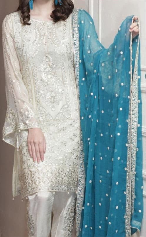 Maryams Chiffon Suit-White-Chiffon-Aarasta