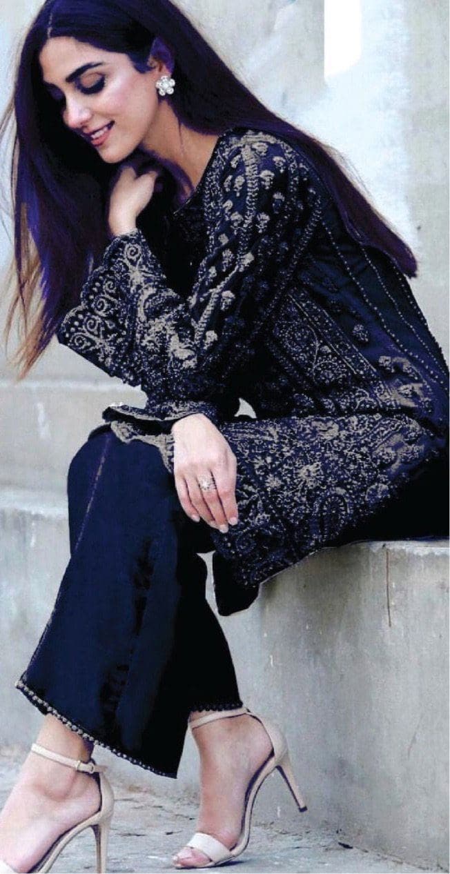 Maya Ali Organza Suit-Navy-Organza-Aarasta