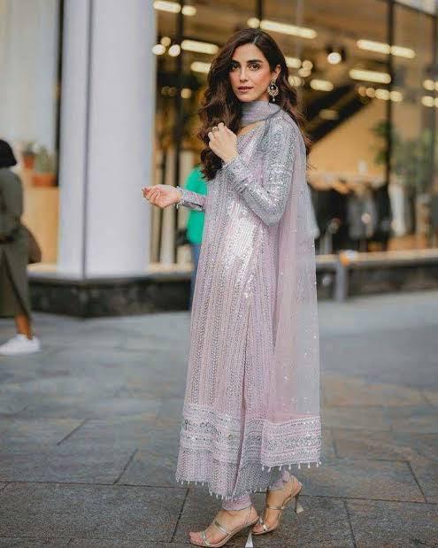 Maya Ali Chiffon Suit-Pink-Chiffon-Aarasta