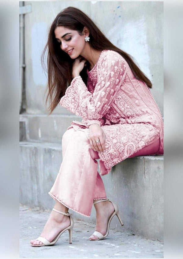 Maya Ali Organza Suit-Pink-Organza-Aarasta