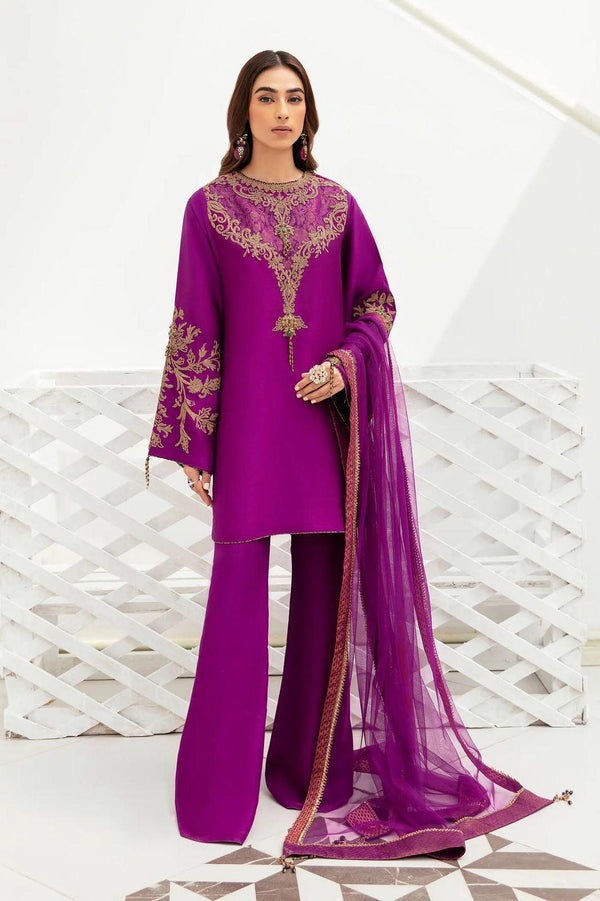 Musferah Silk Suit-Purple-Silk-Aarasta