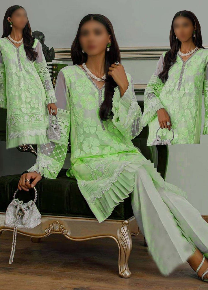 Mushq Organza Suit-Green-Organza-Aarasta