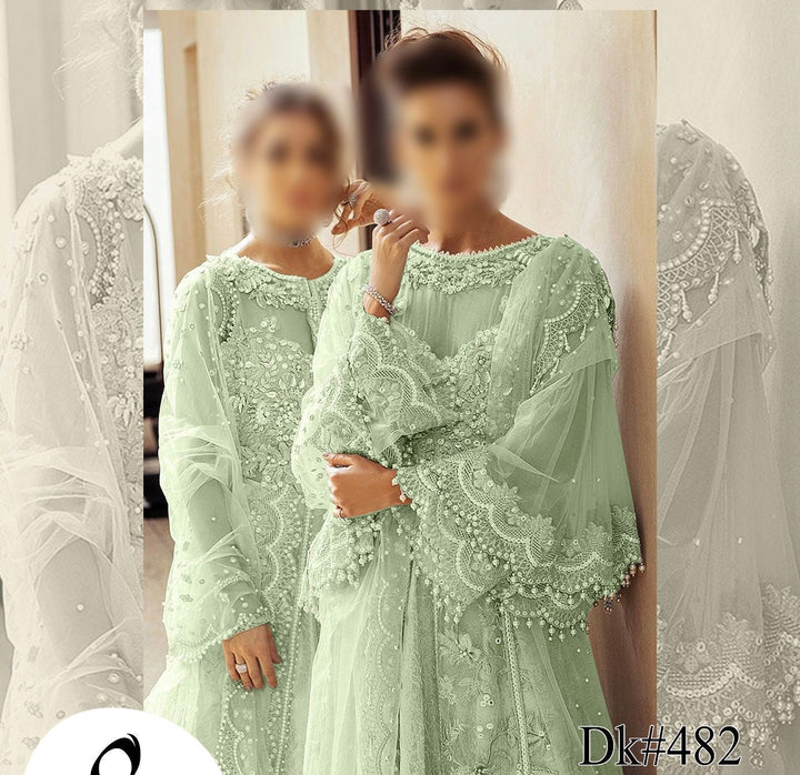 Mushq Organza Suit-Green-Organza-Aarasta