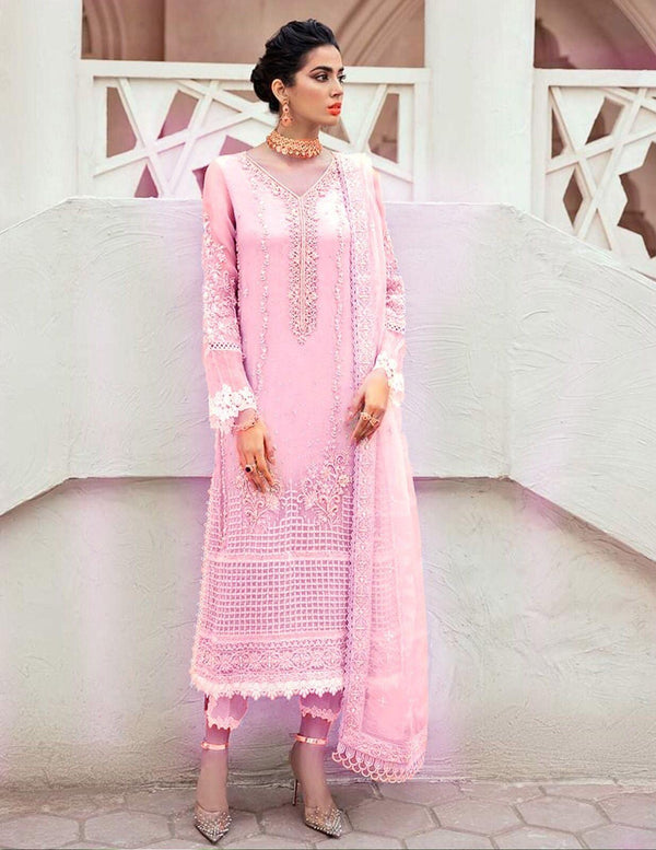 Mushq Organza Suit-Pink-Organza-Aarasta