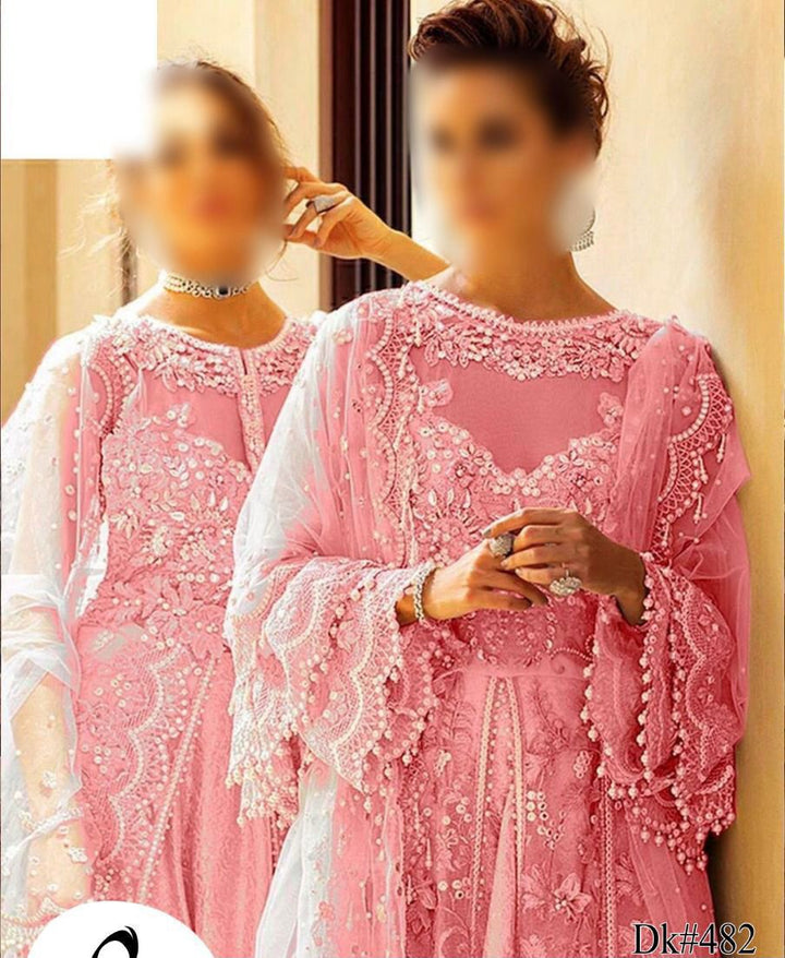 Mushq Organza Suit-Pink-Organza-Aarasta
