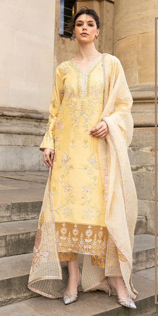 Mushq Organza Suit-Yellow-Organza-Aarasta