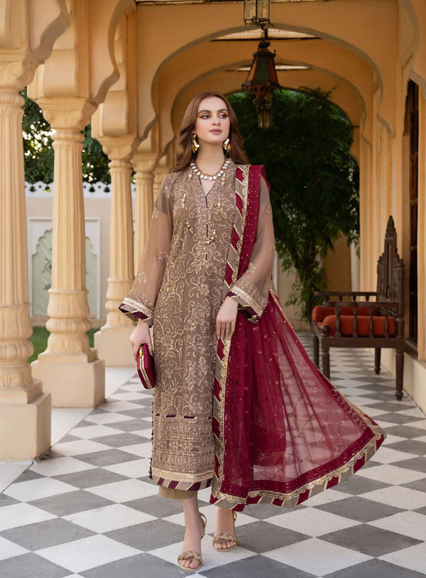 Noorma Kamal Chiffon Suit-Brown-Chiffon-Aarasta