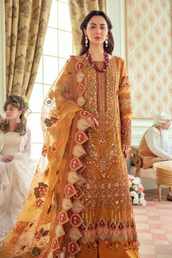 Nureh Chiffon Suit-Mustard-Chiffon-Aarasta