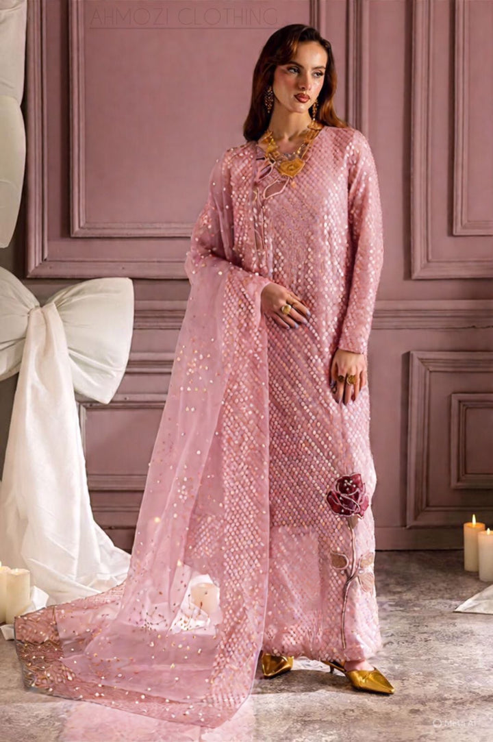 Nureh Chiffon Suit-Pink-Chiffon-Aarasta
